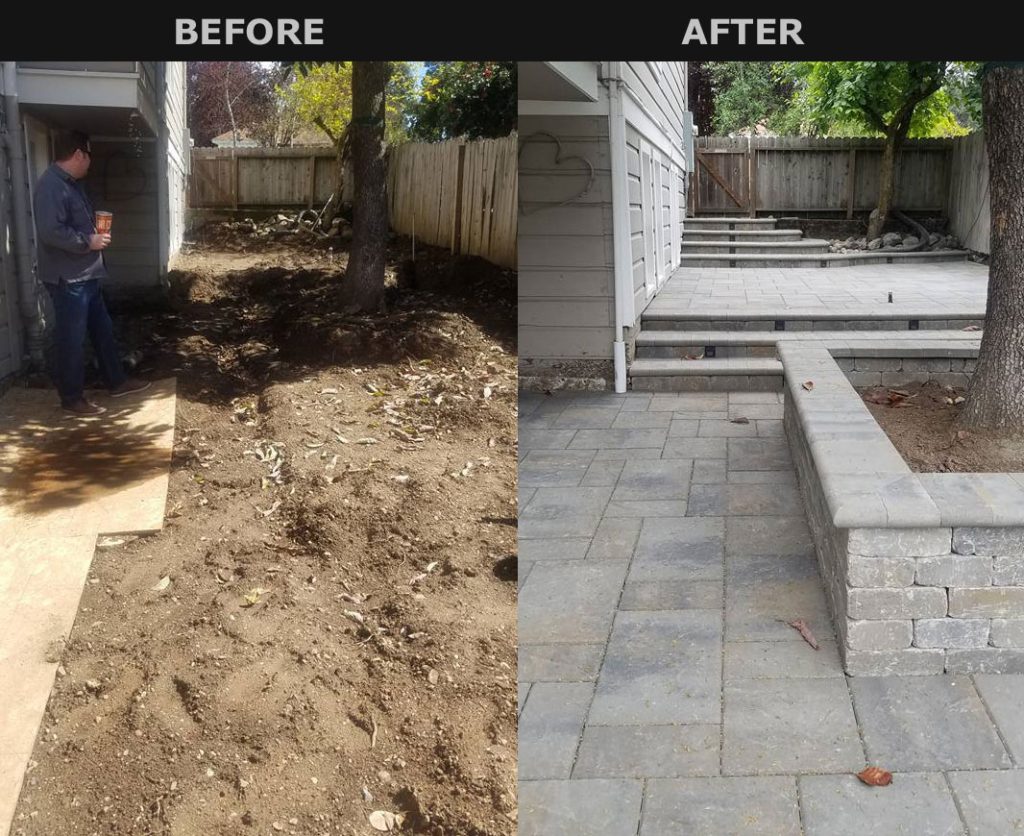 Stone paver stair case and patio in Santa Rosa, CA by Legacy Pavers