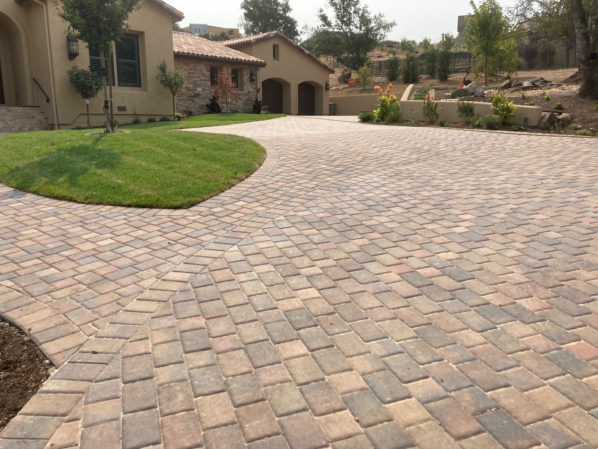 Stone paver driveway project in Santa Rosa by Legacy Pavers.