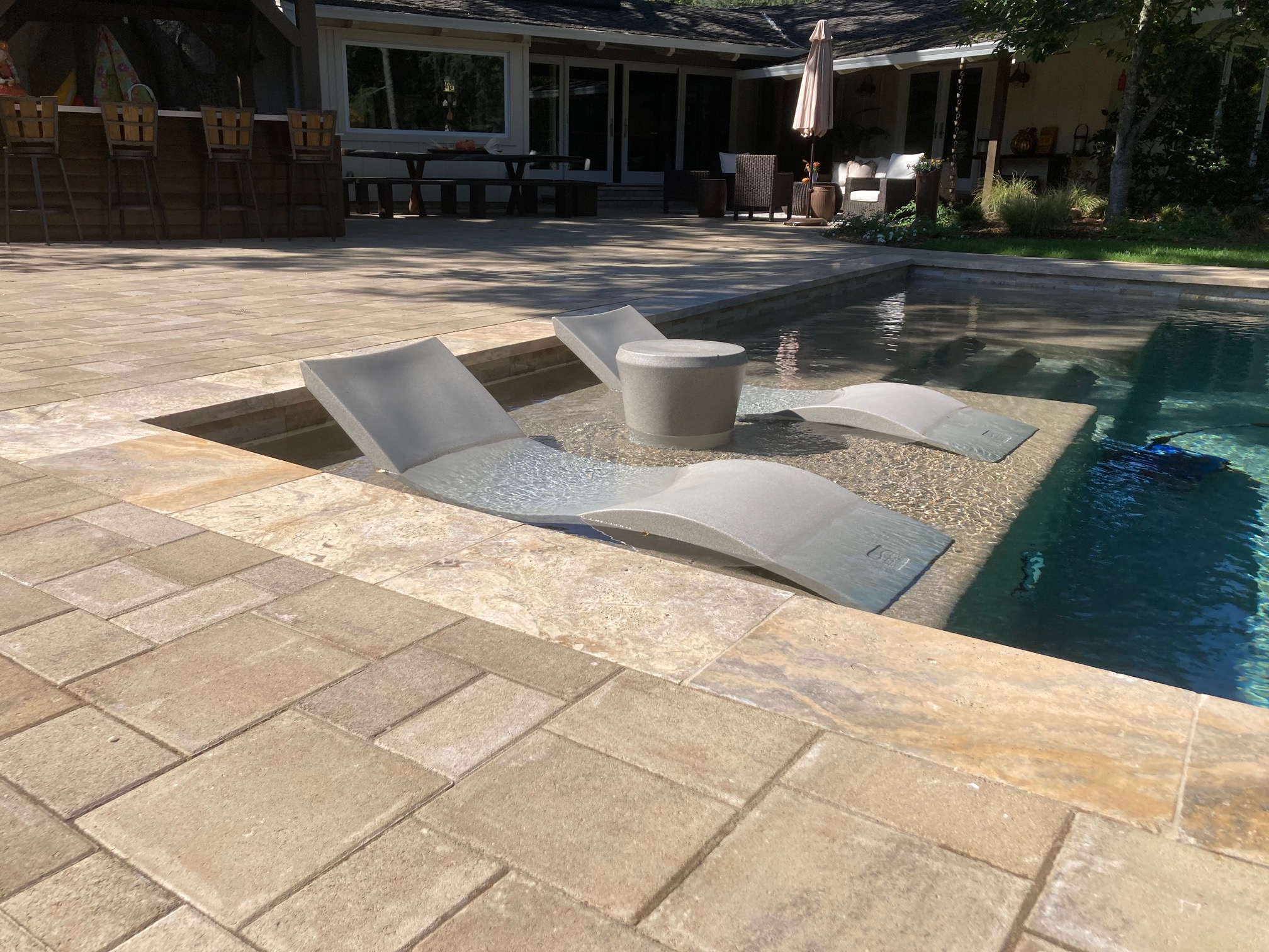 Stone paver pool decks in Marin County by the Legacy Paver Group