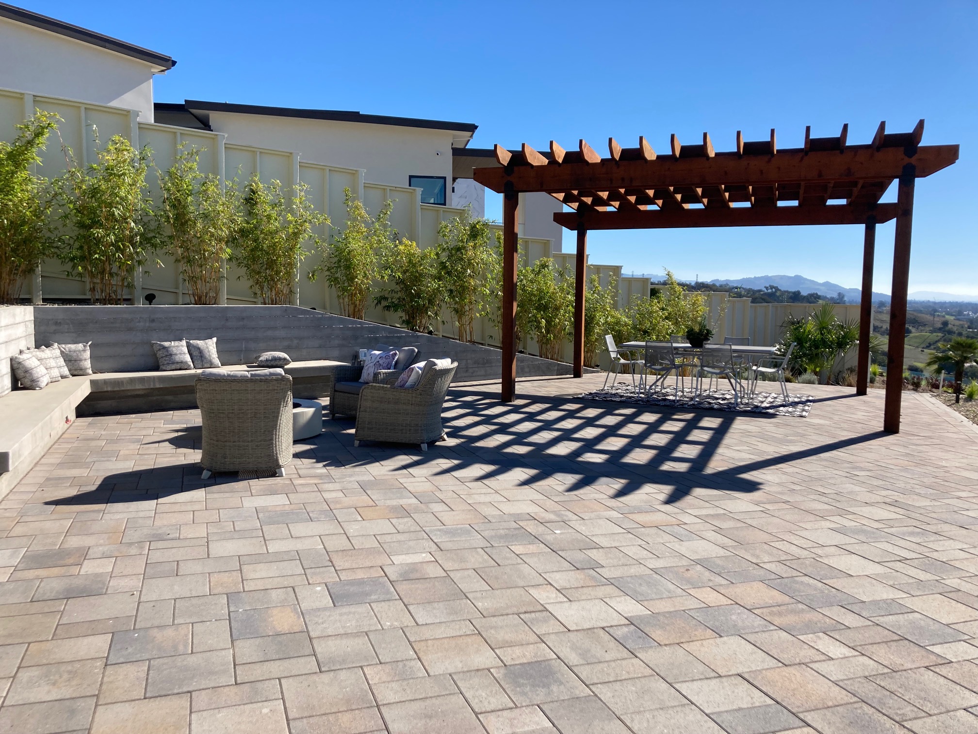 A beautiful patio with stone pavers by the Legacy Paver Group in Santa Rosa.